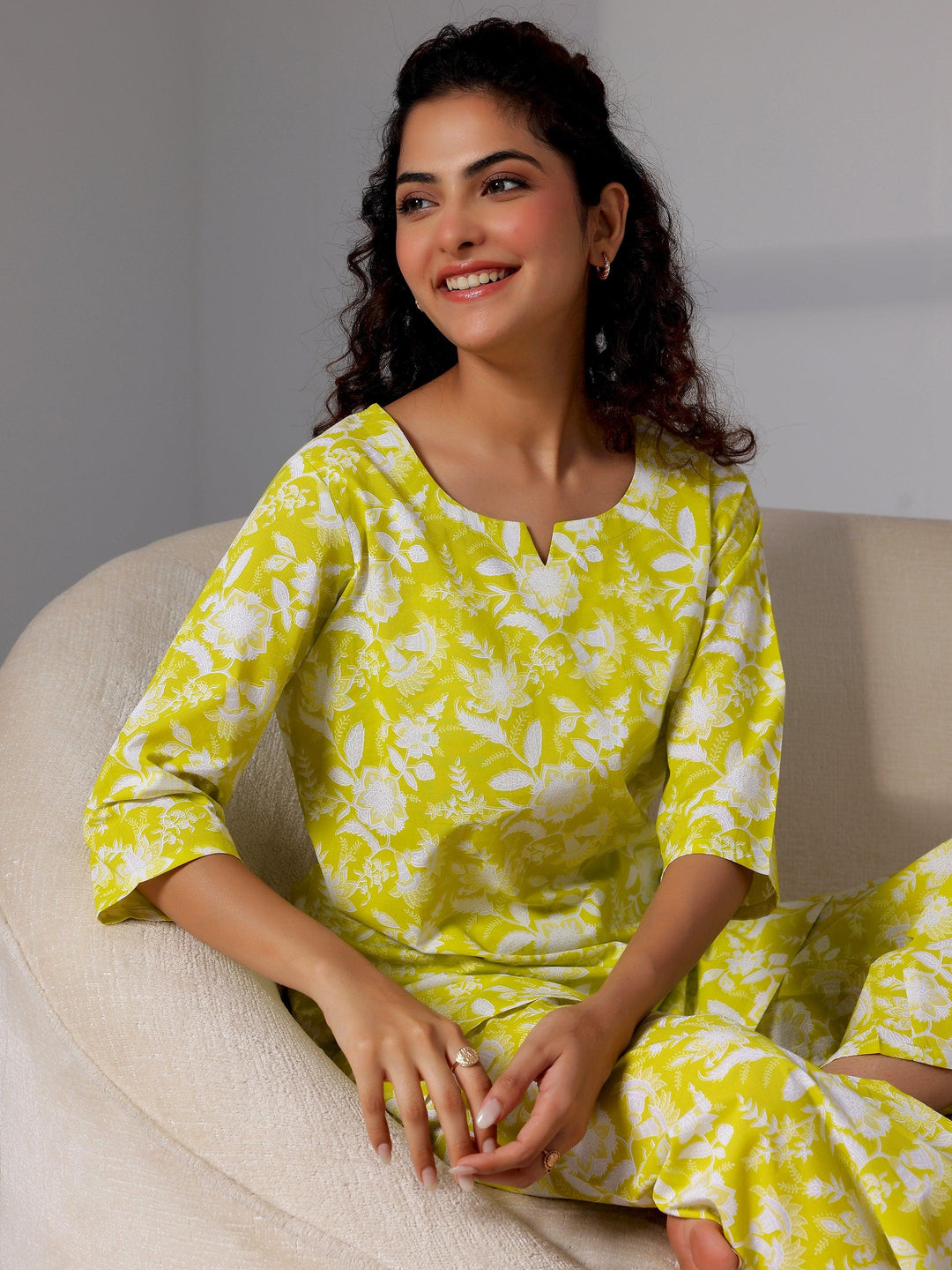 Green Printed Cotton Night Suits - Libas