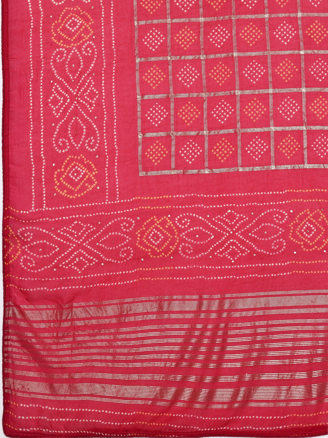 Pink Printed Poly Georgette Saree With Unstitched Blouse Piece - Libas 