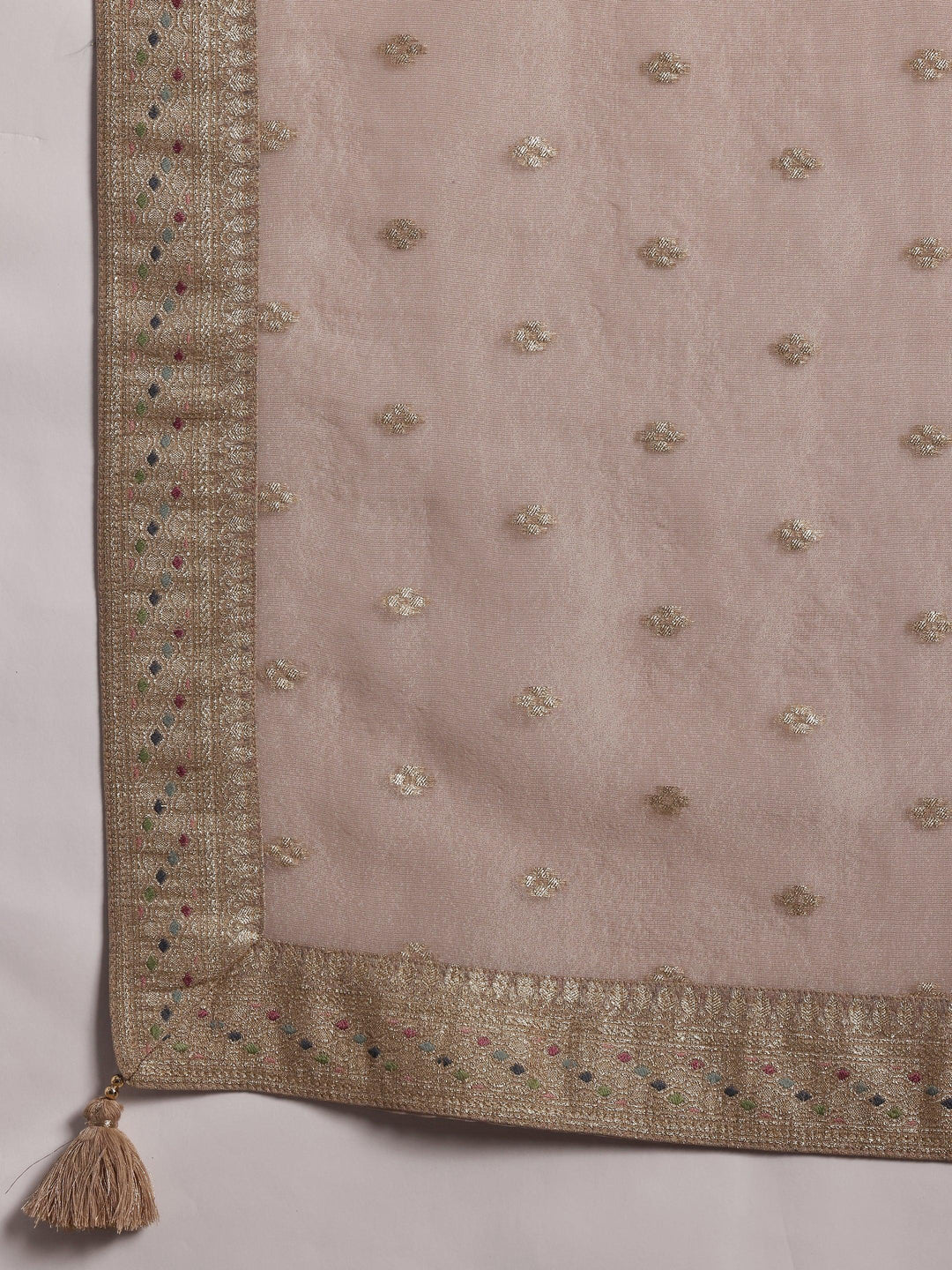 Brown Woven Design Chanderi Silk Straight Suit With Dupatta - Libas