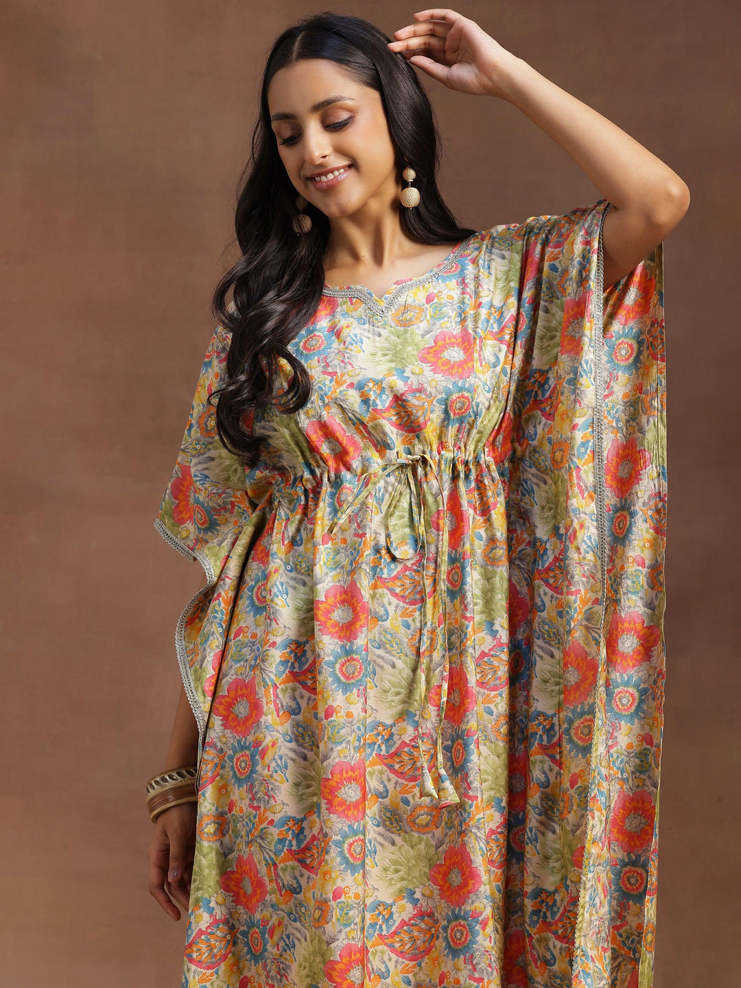 Multicoloured Printed Silk Blend Co-Ords - Libas 