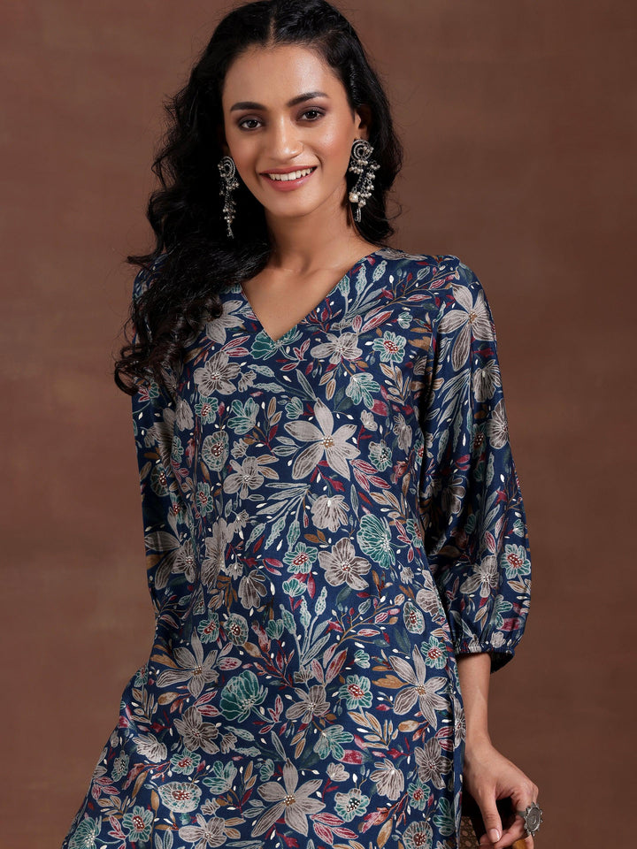 Blue Printed Silk Blend Co-Ords - Libas