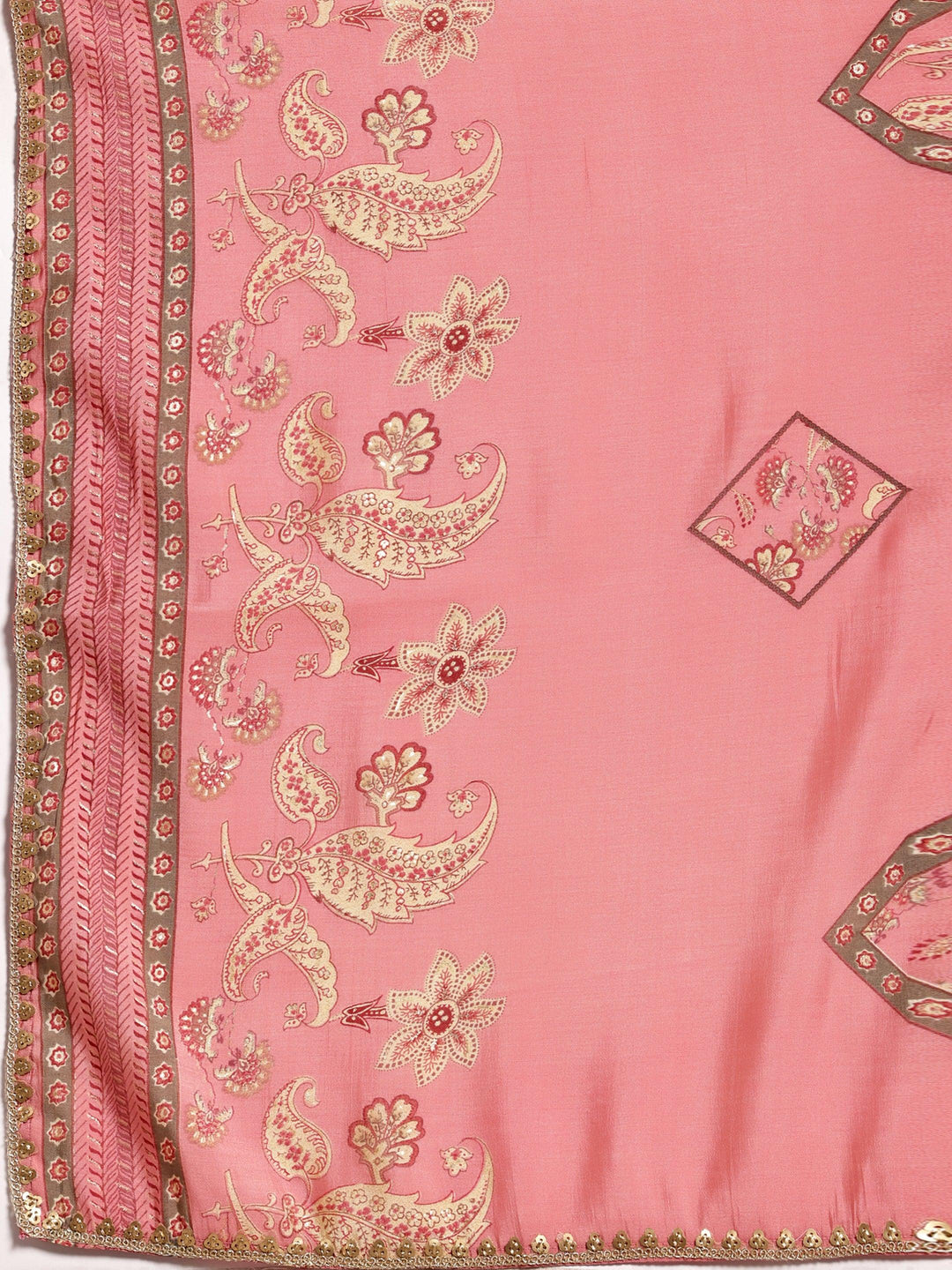 Pink Printed Silk Blend Straight Suit With Dupatta - Libas 