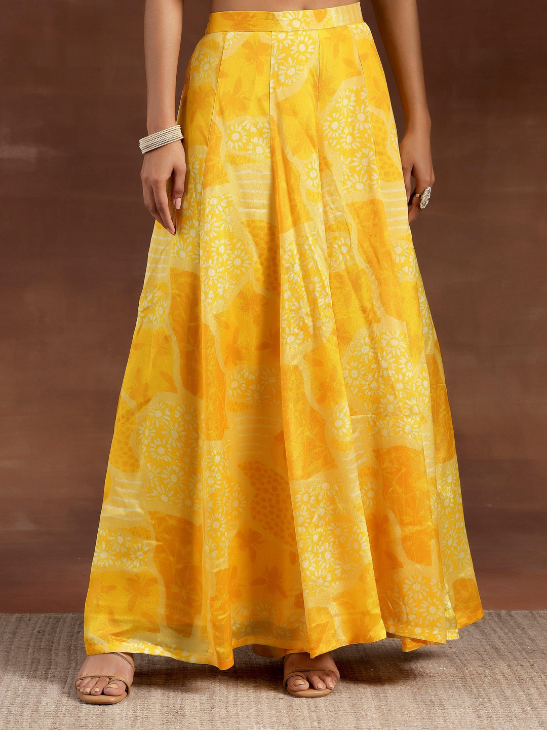 Naaz Yellow Printed Silk Blend Co-Ords - Libas 