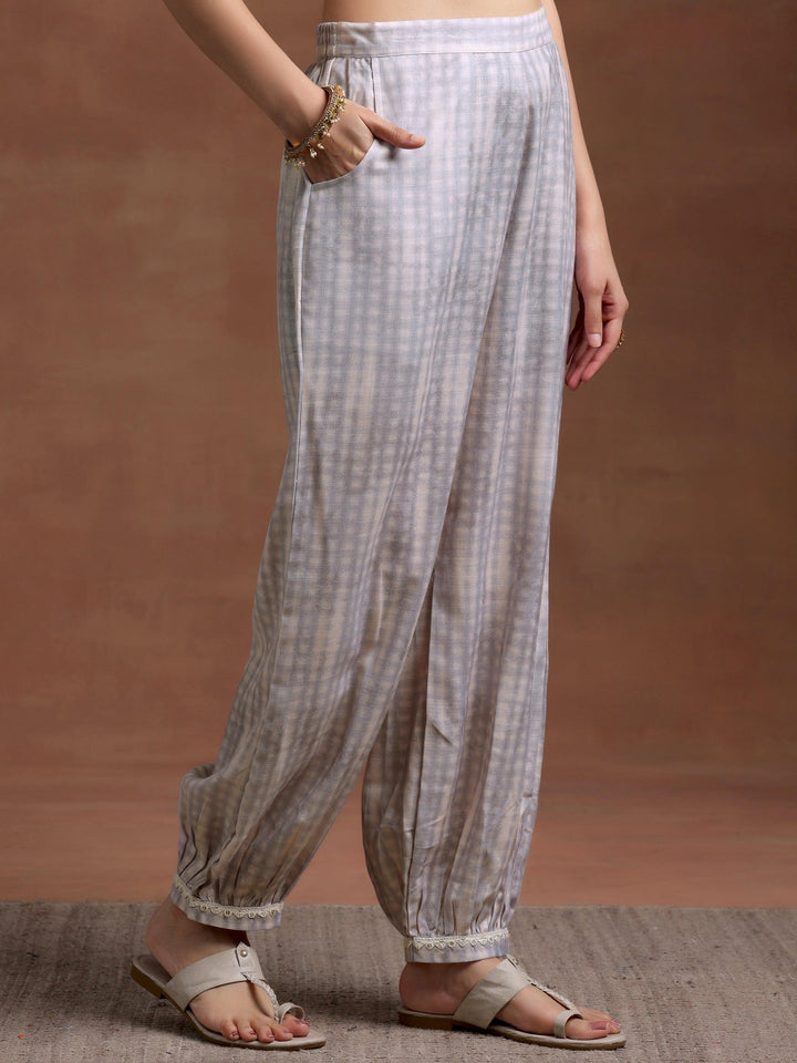 Grey Printed Cotton Straight Suit With Dupatta - Libas