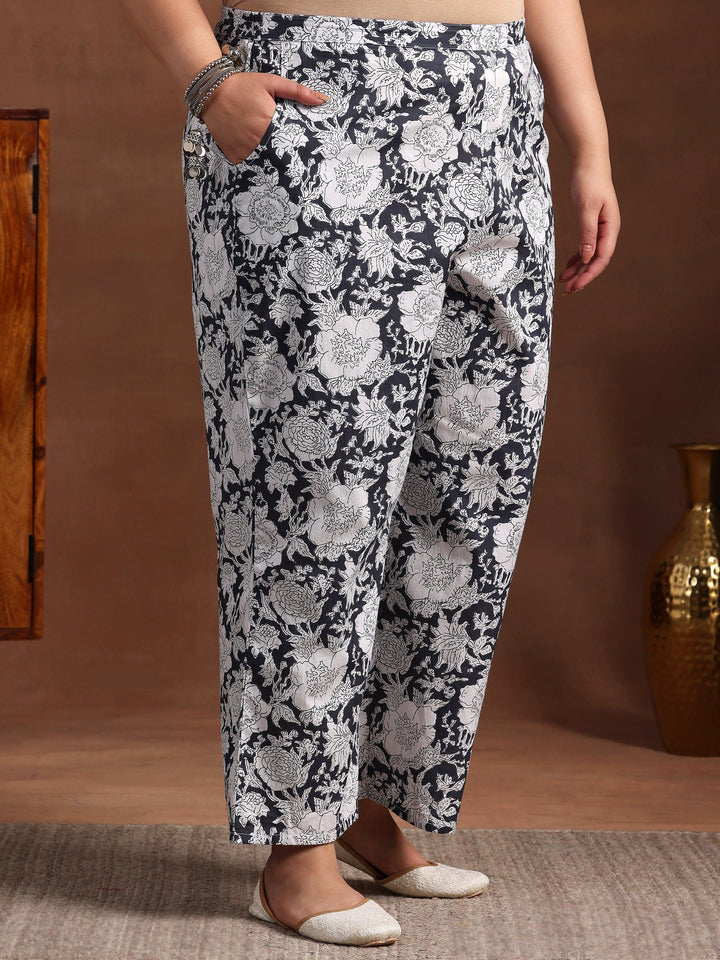 Plus Size Grey Printed Cotton Co-Ords - Libas