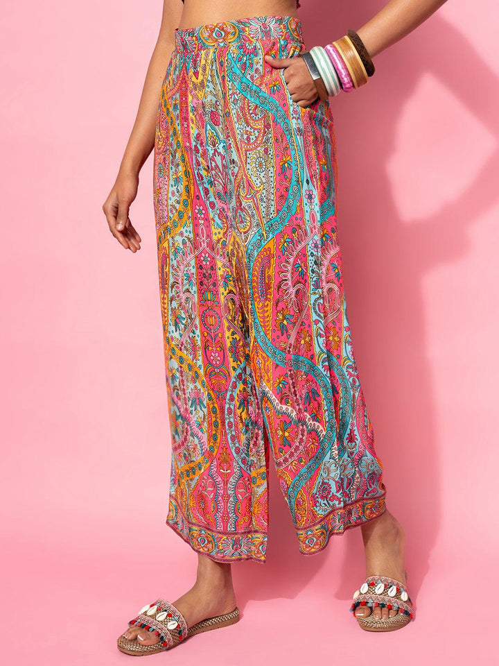 Multicoloured Printed Silk Blend Co-Ords - Libas