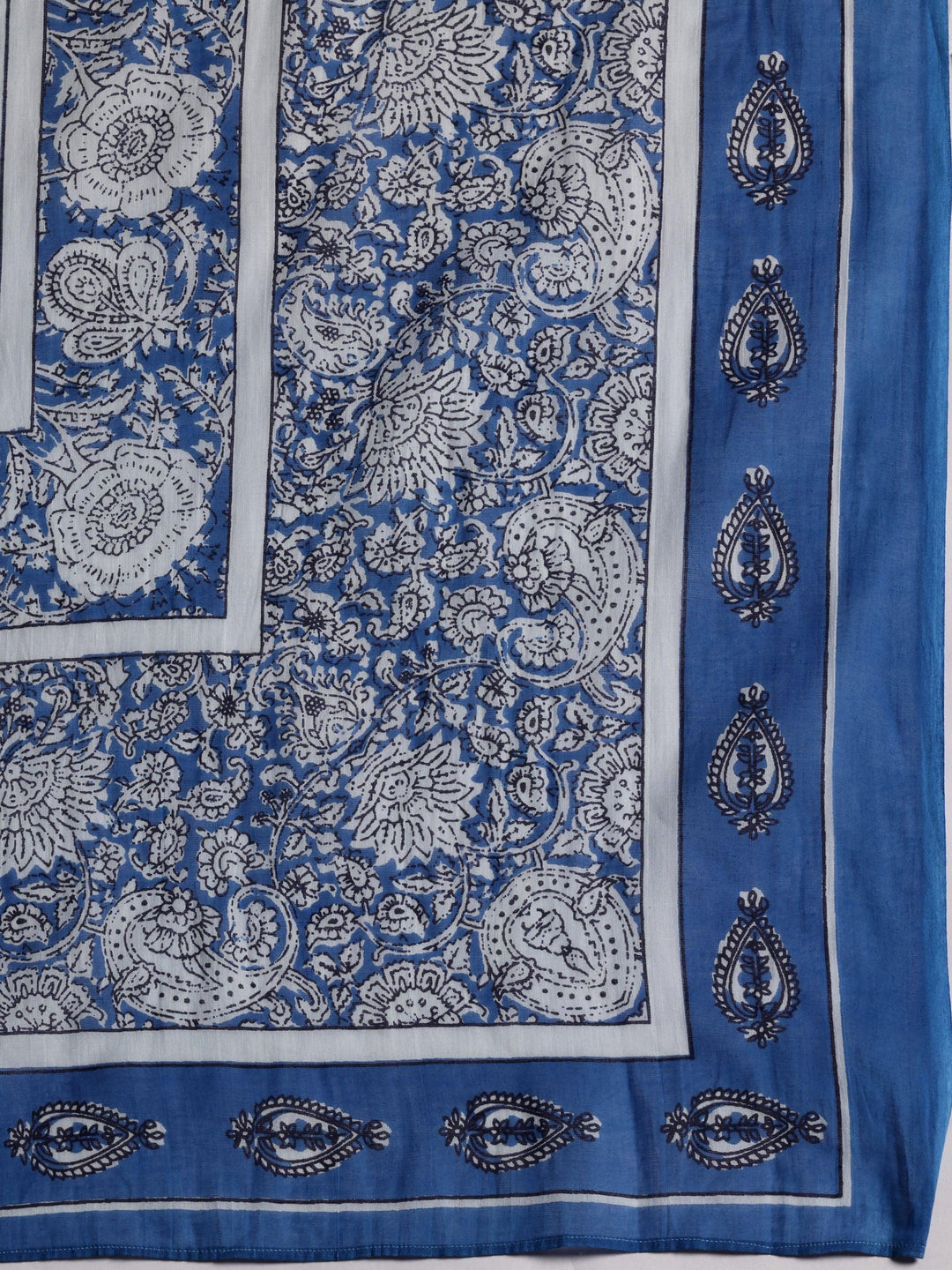 Blue Printed Cotton Straight Suit With Dupatta - Libas 