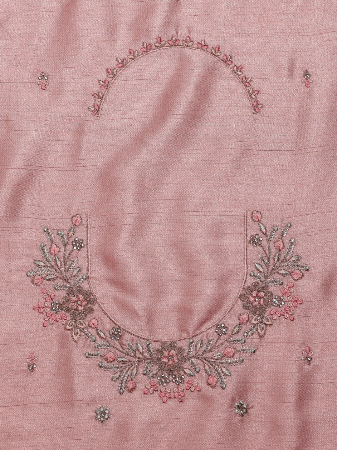 Libas Art Pink Embroidered Silk Blend Saree With Unstitched Blouse Piece - Libas