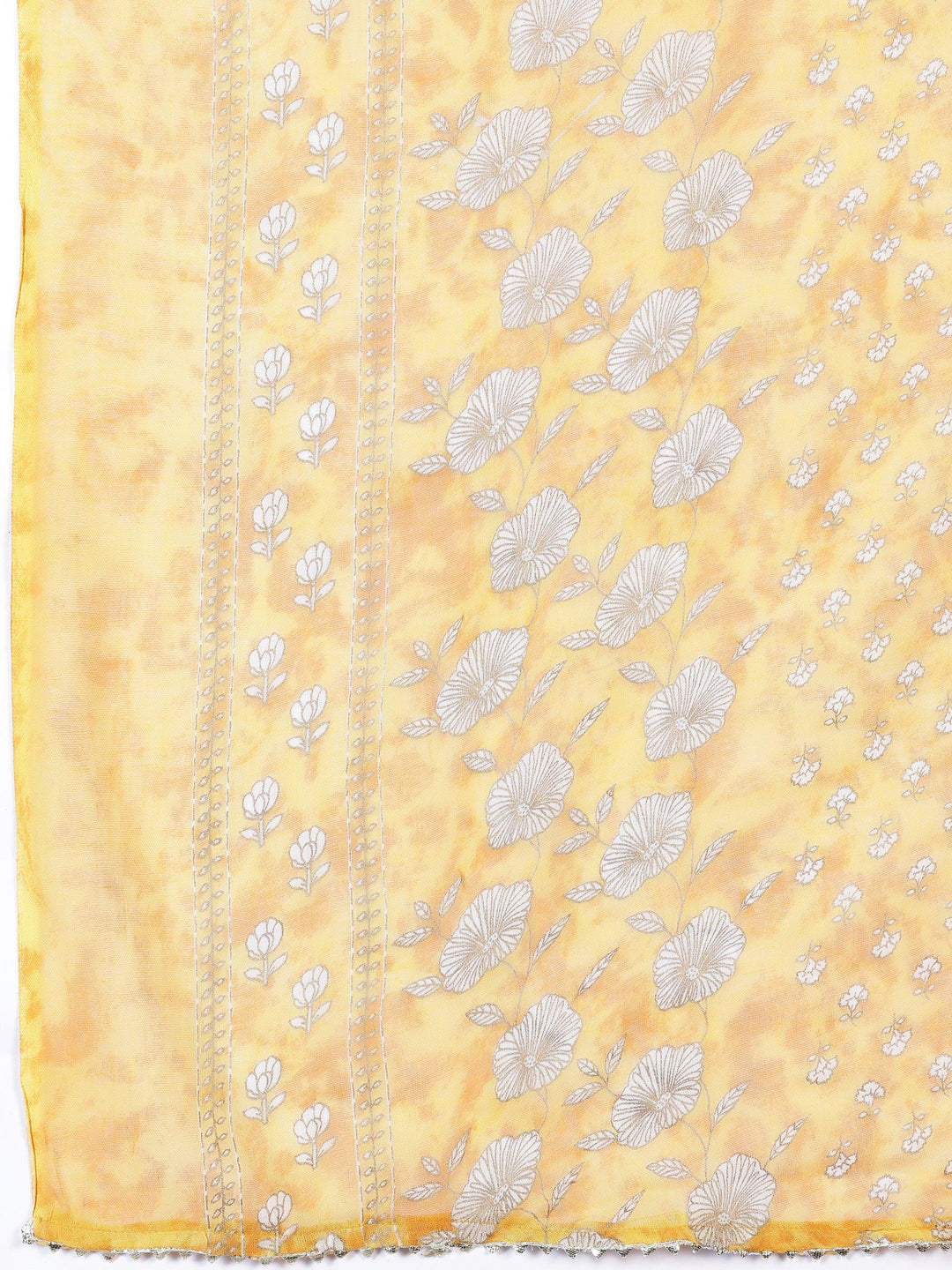 Yellow Printed Cotton Straight Suit With Dupatta - Libas 