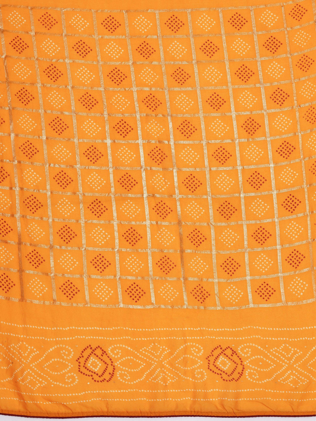 Mustard Printed Poly Georgette Saree With Unstitched Blouse Piece - Libas