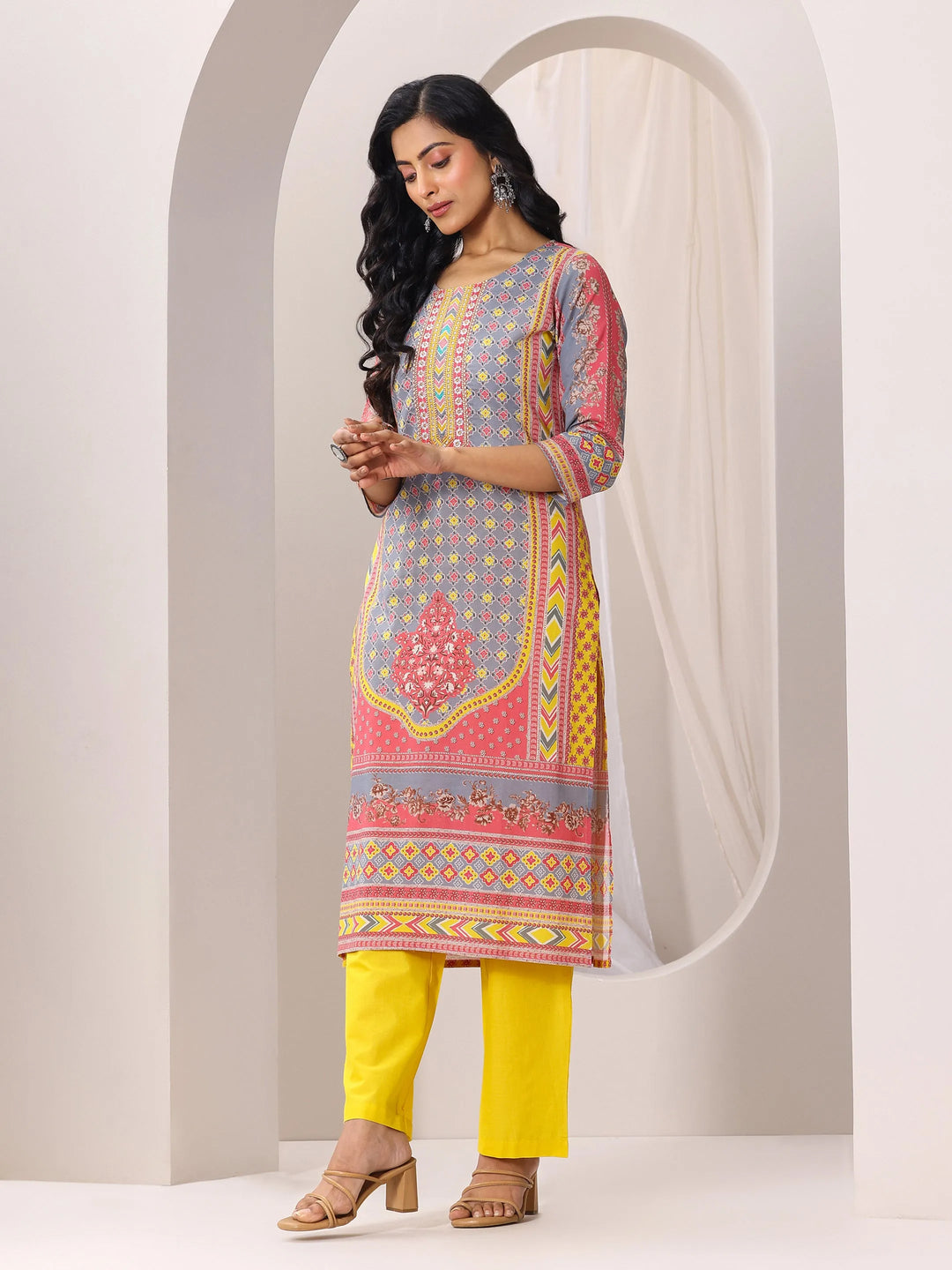  Multi Printed Cotton Straight Suit Set With Dupatta 