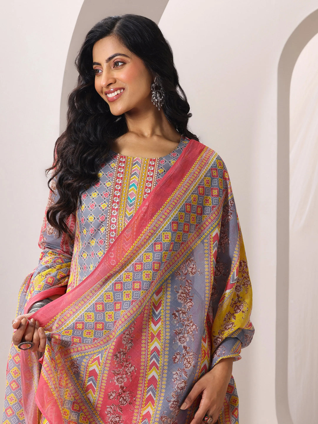  Multi Printed Cotton Straight Suit Set With Dupatta 