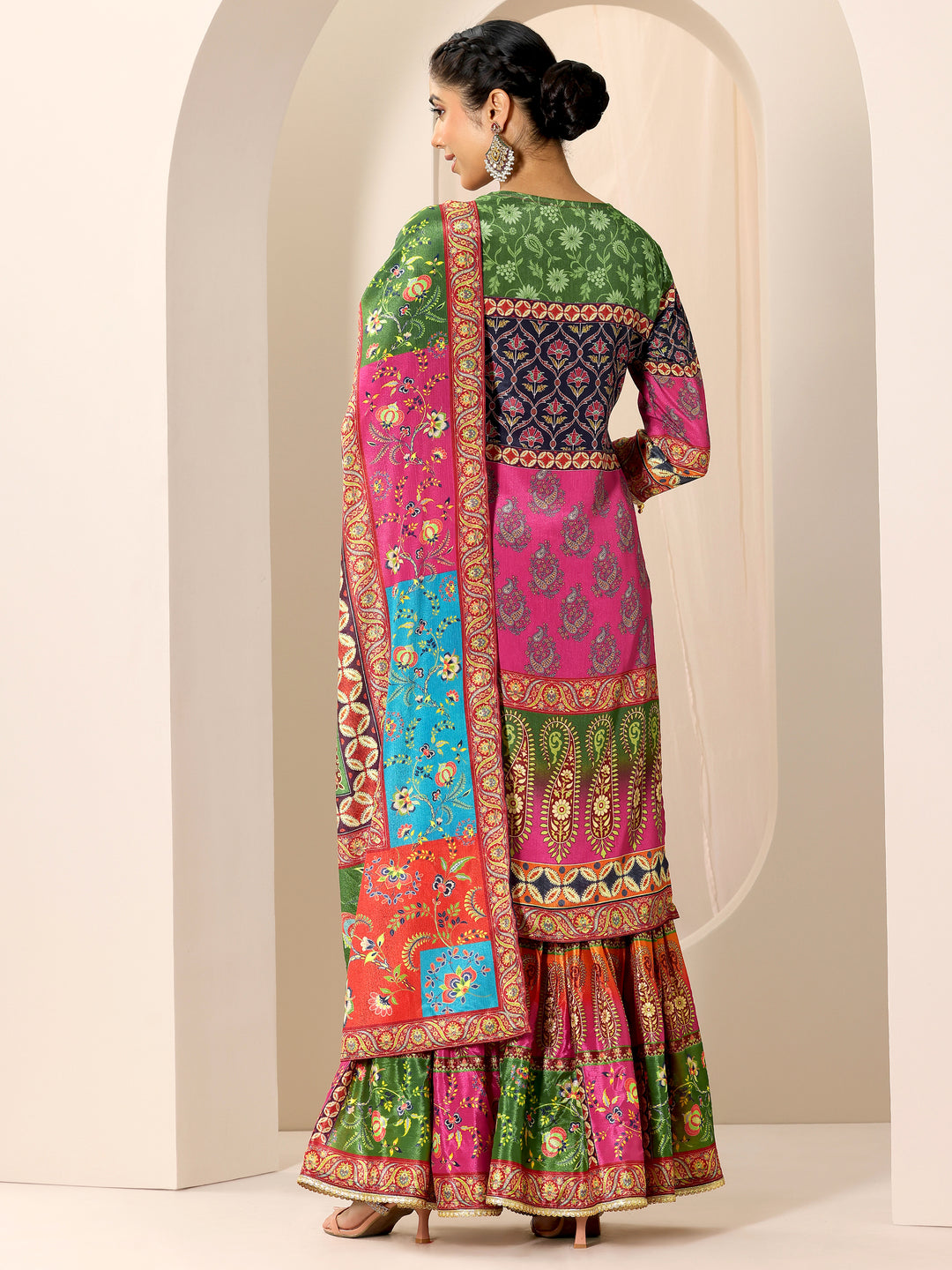  Multi Printed Chinon Straight Suit Set With Dupatta 