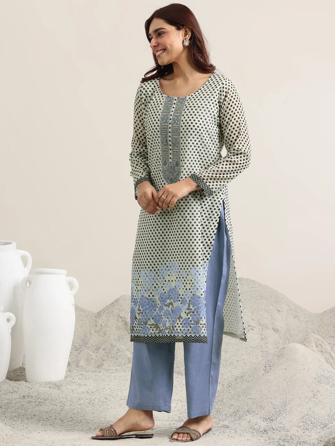  Off White Printed Linen Straight Suit With Dupatta 