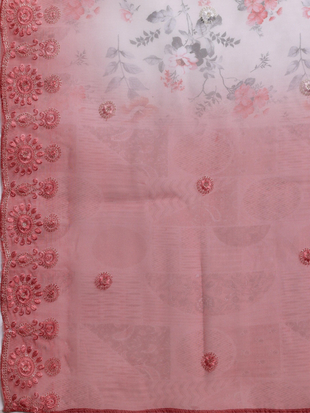 Peach Embroidered Silk Blend Straight Suit With Dupatta - Libas