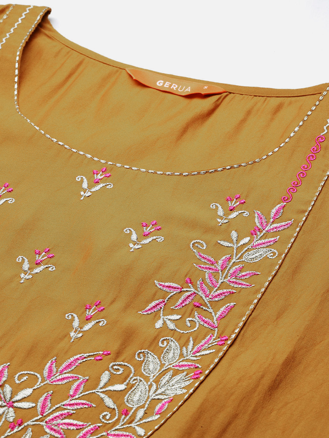  Mustard Yoke Design Silk Blend Straight Suit With Dupatta 