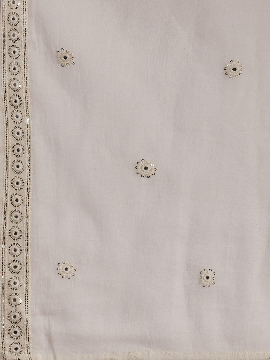 Off White Embroidered Cotton Straight Suit With Dupatta - Libas 