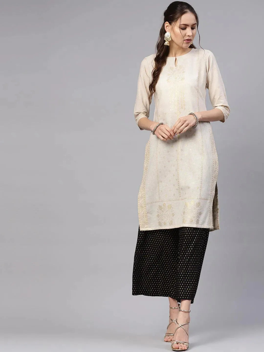 

Buy Beige Printed Cotton Kurta - 8543-XS | Libas Ethnic Wear Online