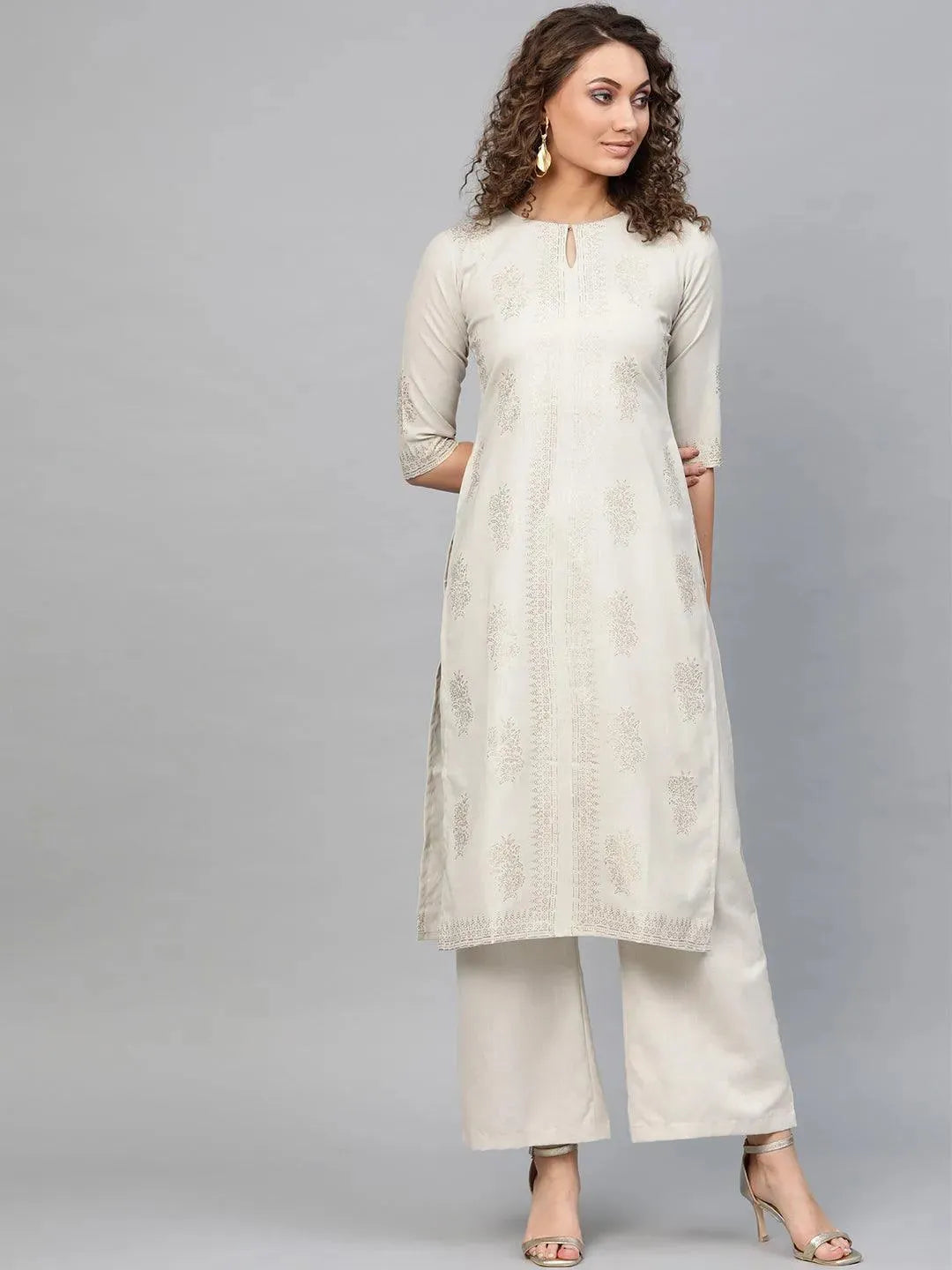 

Buy Beige Printed Cotton Kurta - 8638A- | Libas Ethnic Wear Online