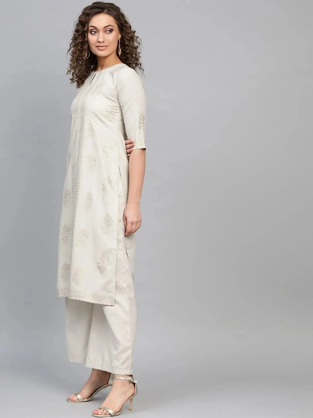 

Buy Beige Printed Cotton Kurta - 8638A-XS | Libas Ethnic Wear Online