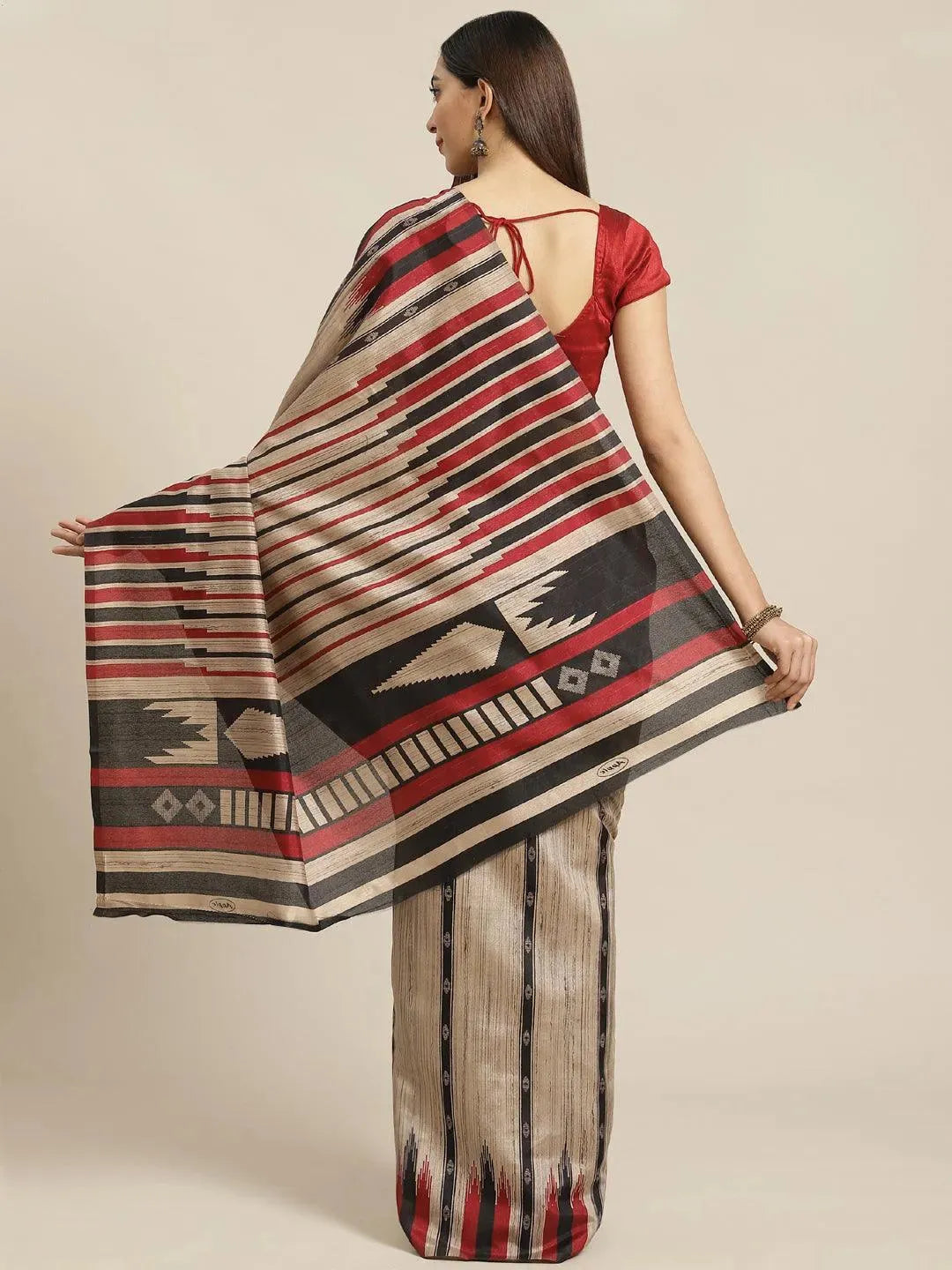 

Beige Printed Cotton Silk Saree