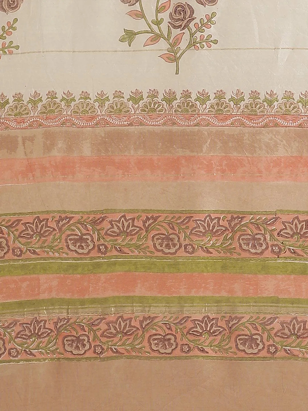 Beige Printed Cotton Silk Saree - Libas