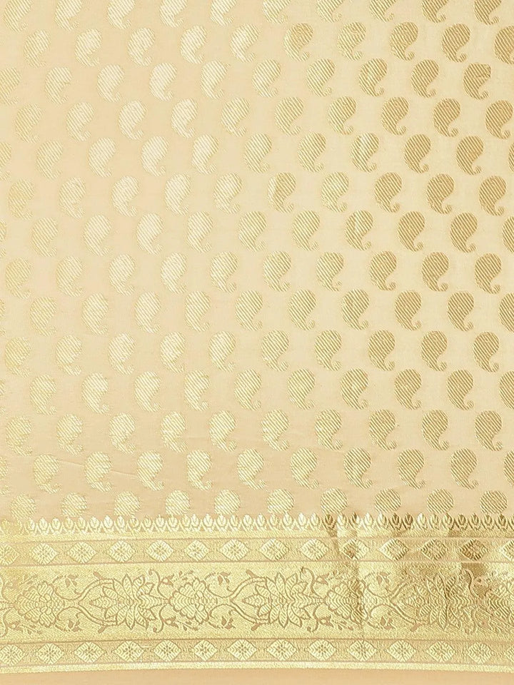 Beige Woven Design Brocade Saree - Libas