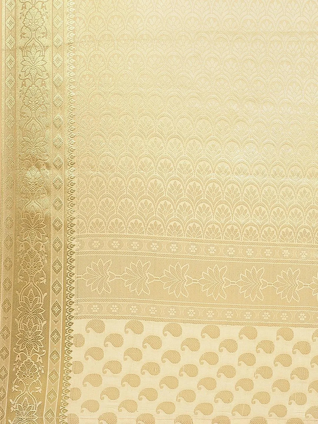 Beige Woven Design Brocade Saree - Libas