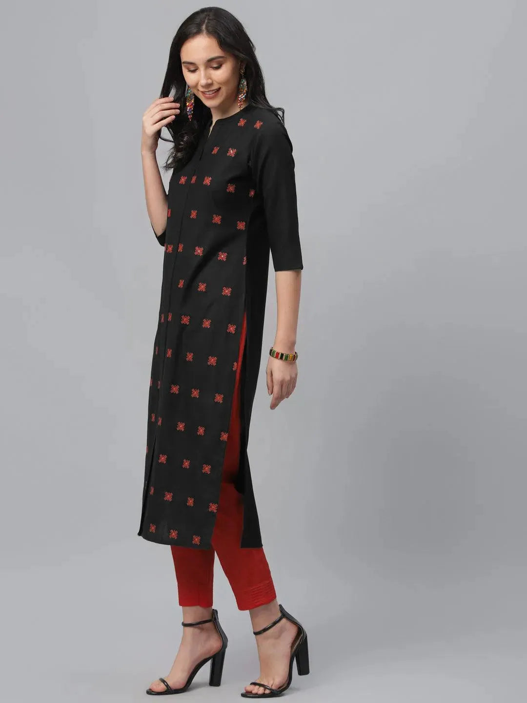 

Buy Black Embroidered Cotton Kurta - 9086F-XS | Libas Ethnic Wear Online