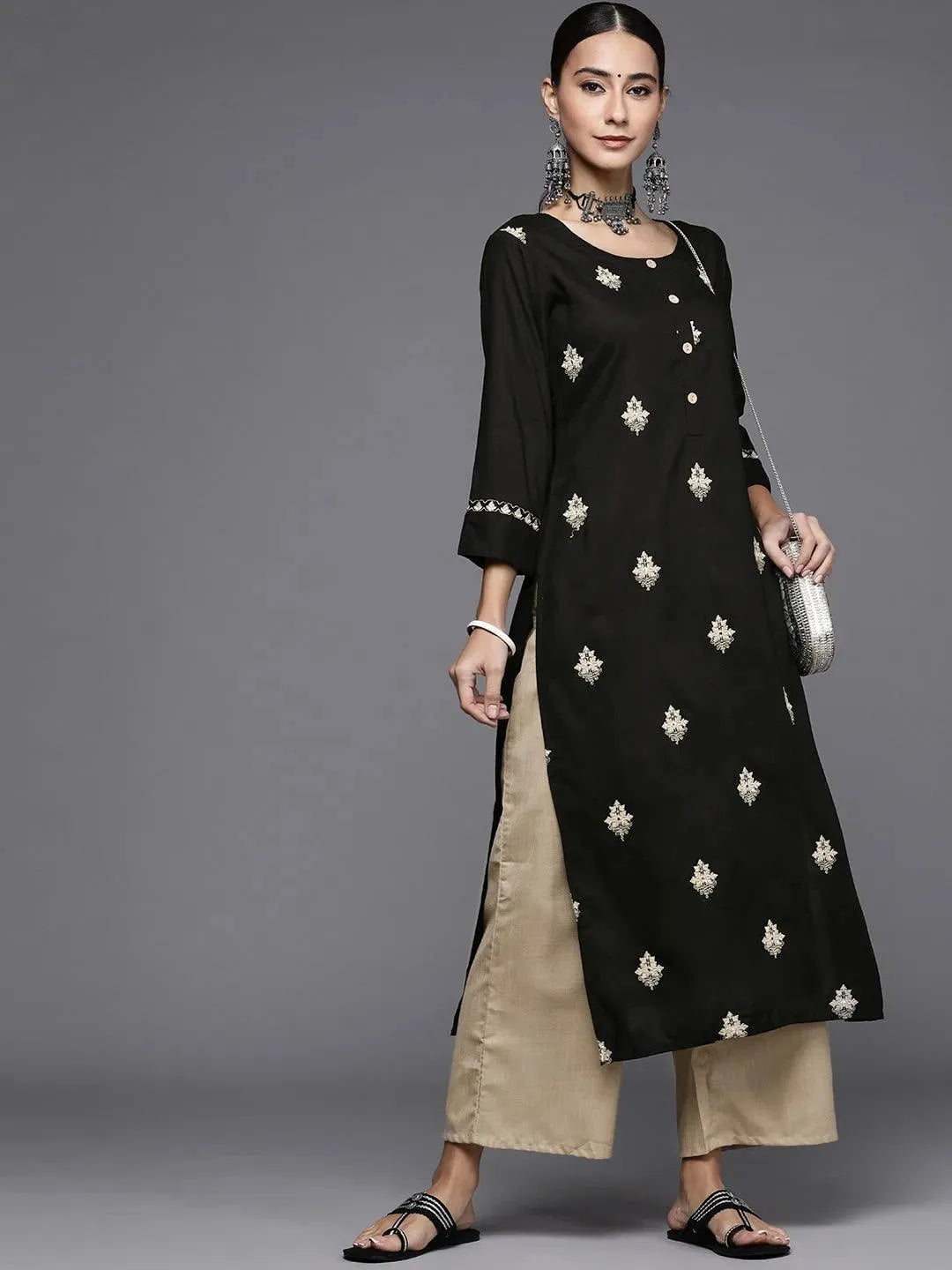 

Buy Black Embroidered Rayon Kurta Set - 6900-XS | Libas Ethnic Wear Online