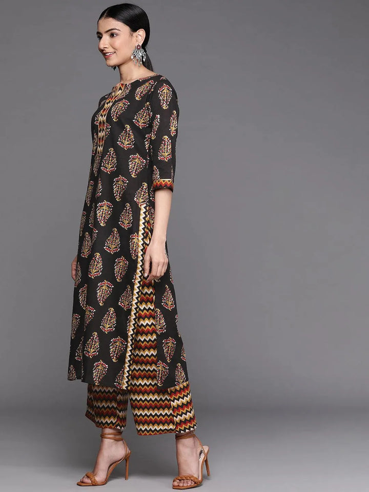 Black Printed Cotton Kurta - Libas