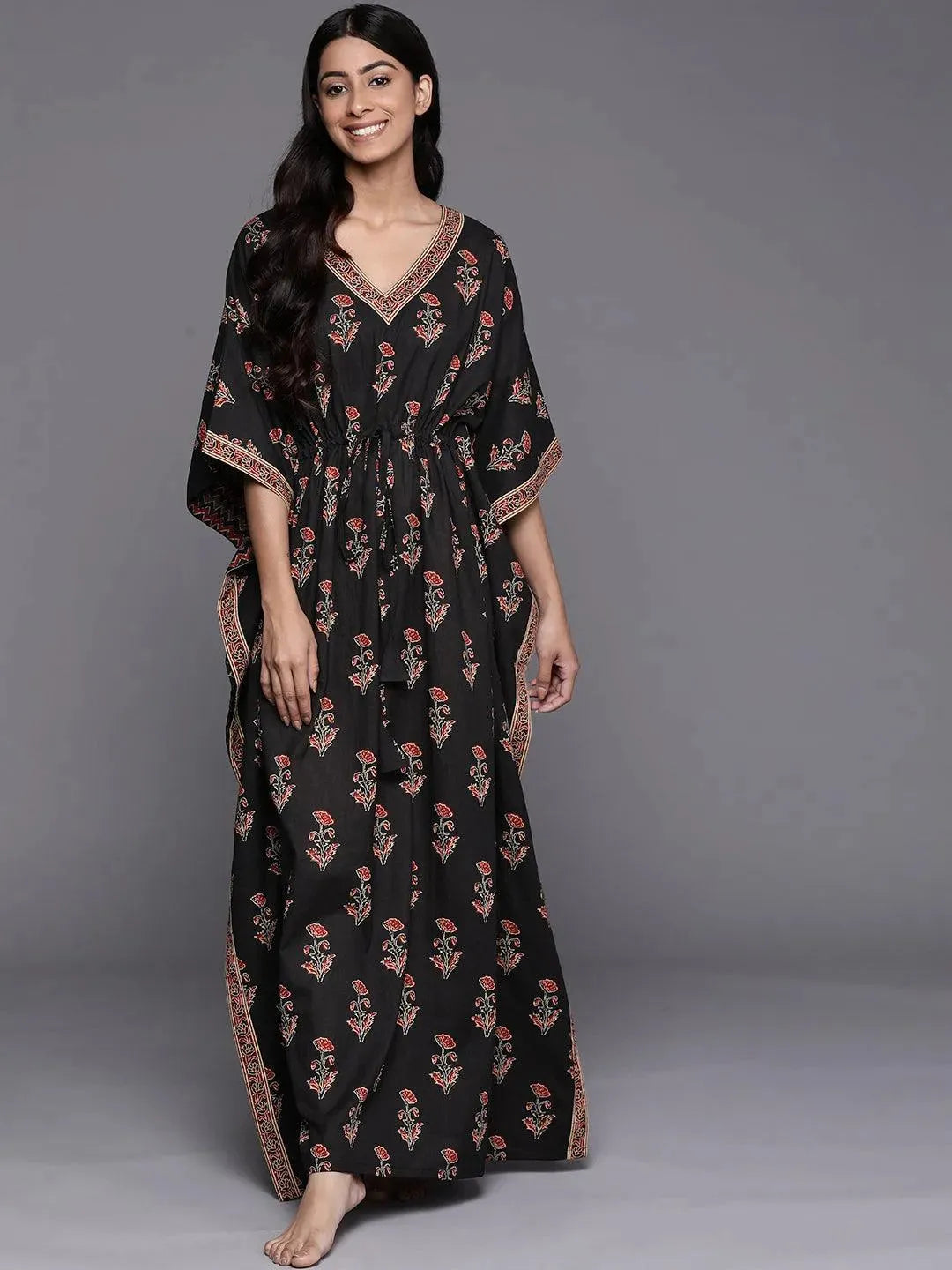 

Black Printed Cotton Night Dress