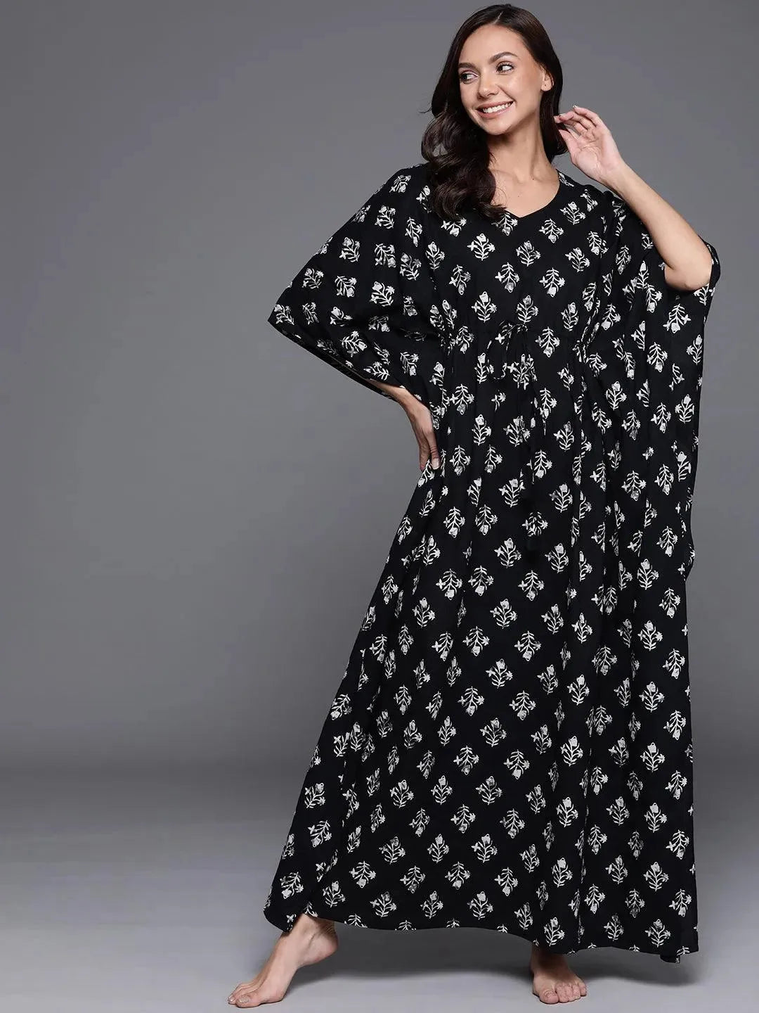 

Black Printed Cotton Nightdress