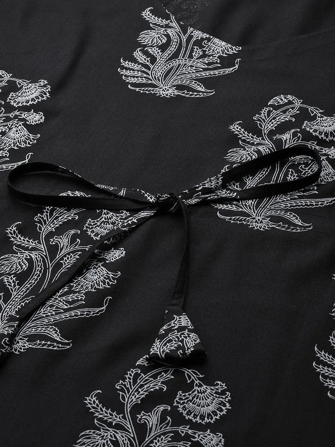 Black Printed Cotton Nightdress - Libas