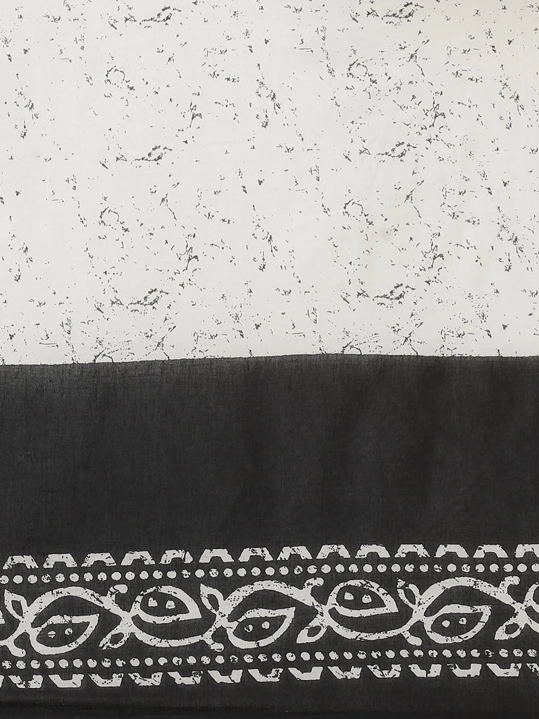 Black Printed Cotton Saree - Libas