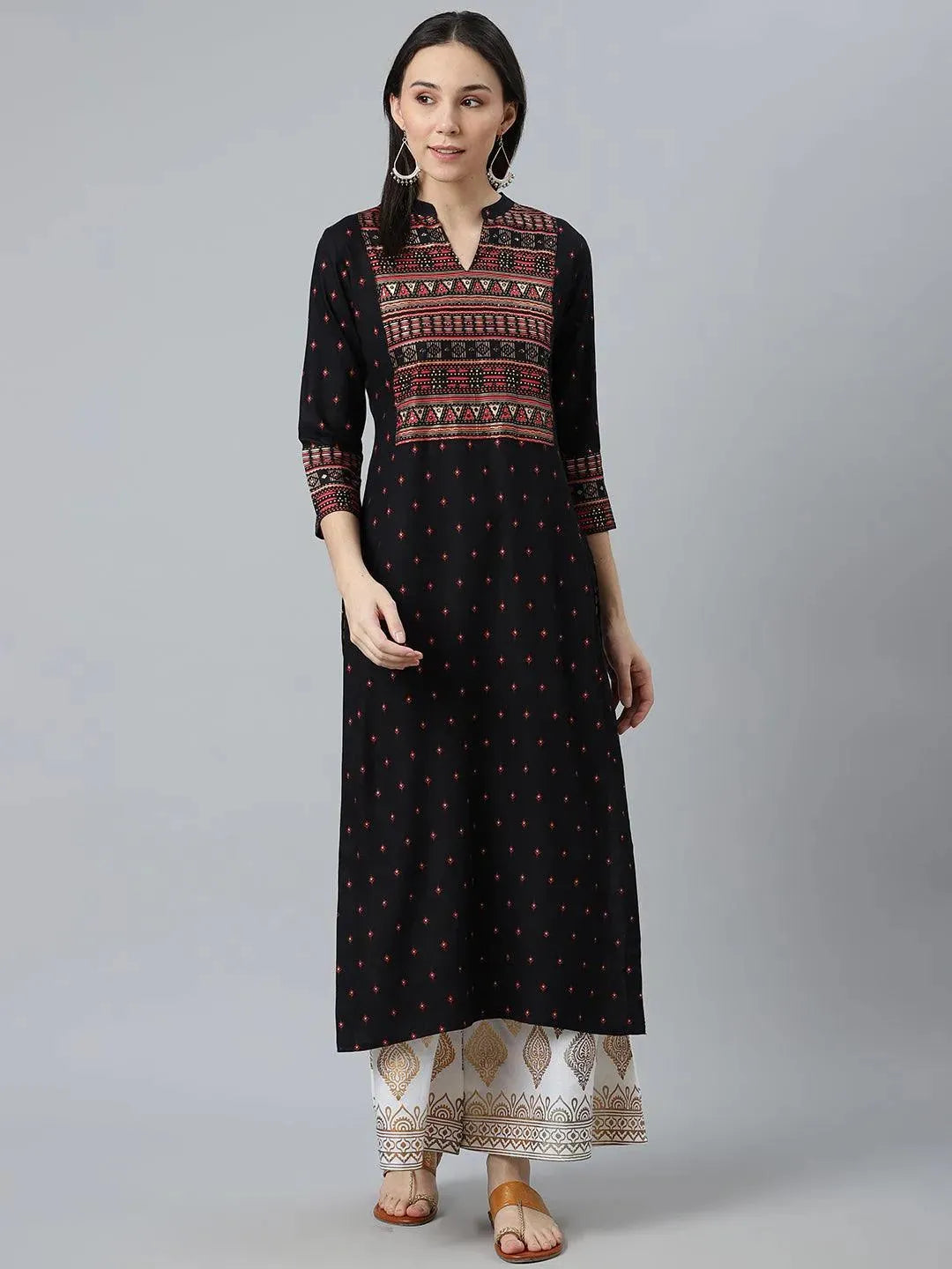 

Buy Black Printed Rayon Kurta - 12088-XXL | Libas Ethnic Wear Online