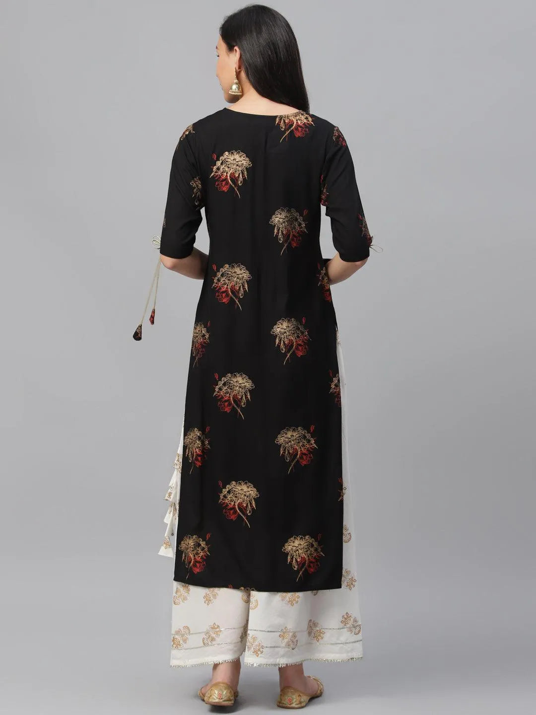 Black Printed Rayon Kurta - Libas