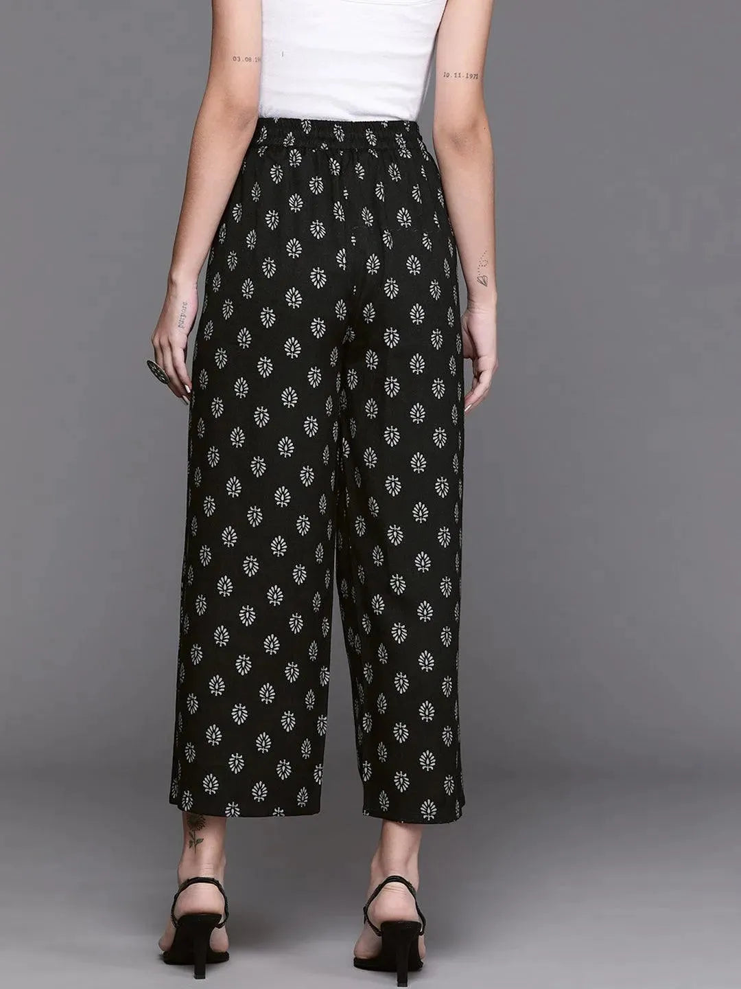 

Black Printed Rayon Palazzos