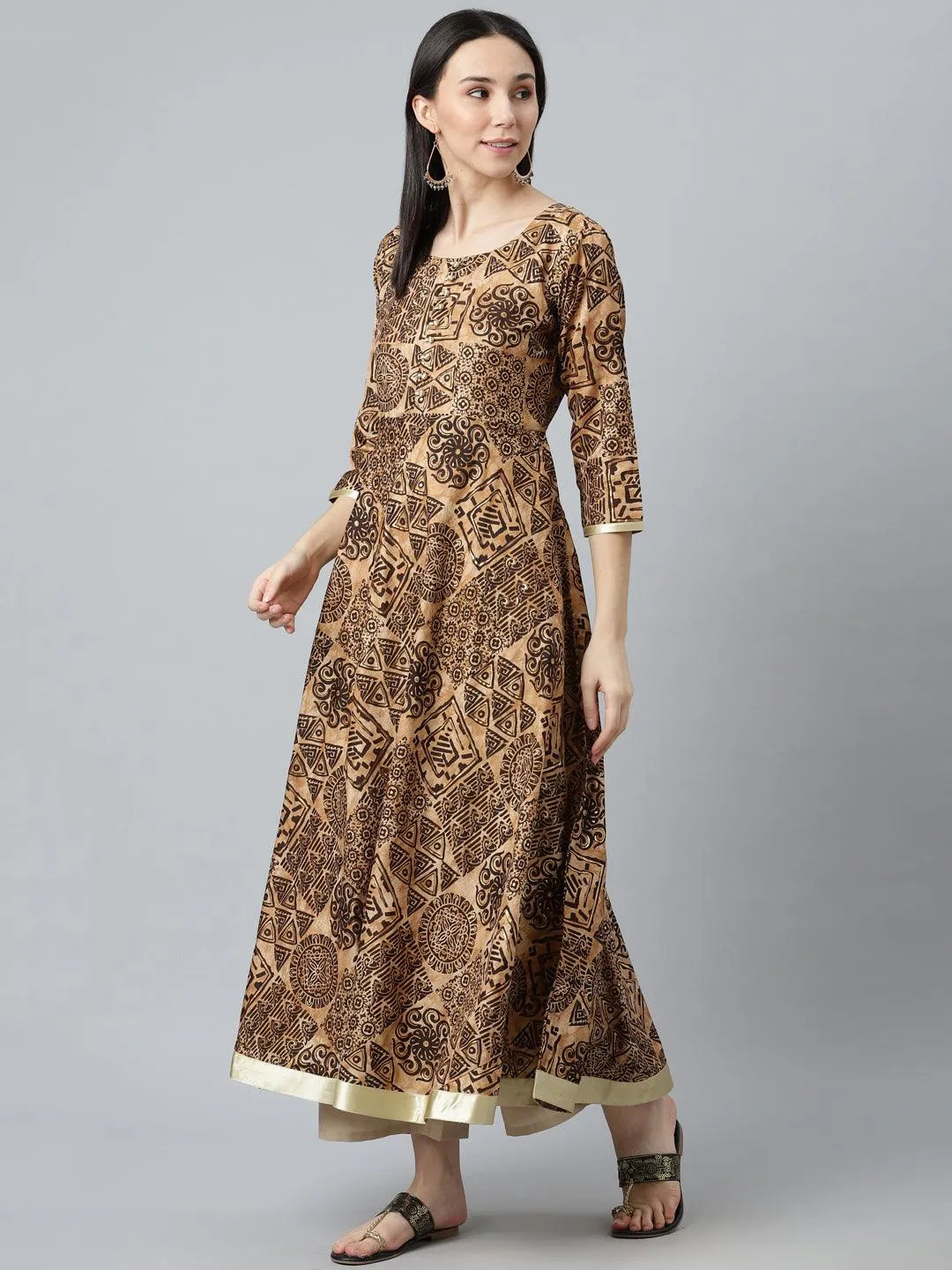 Black Printed Silk Kurta - Libas 