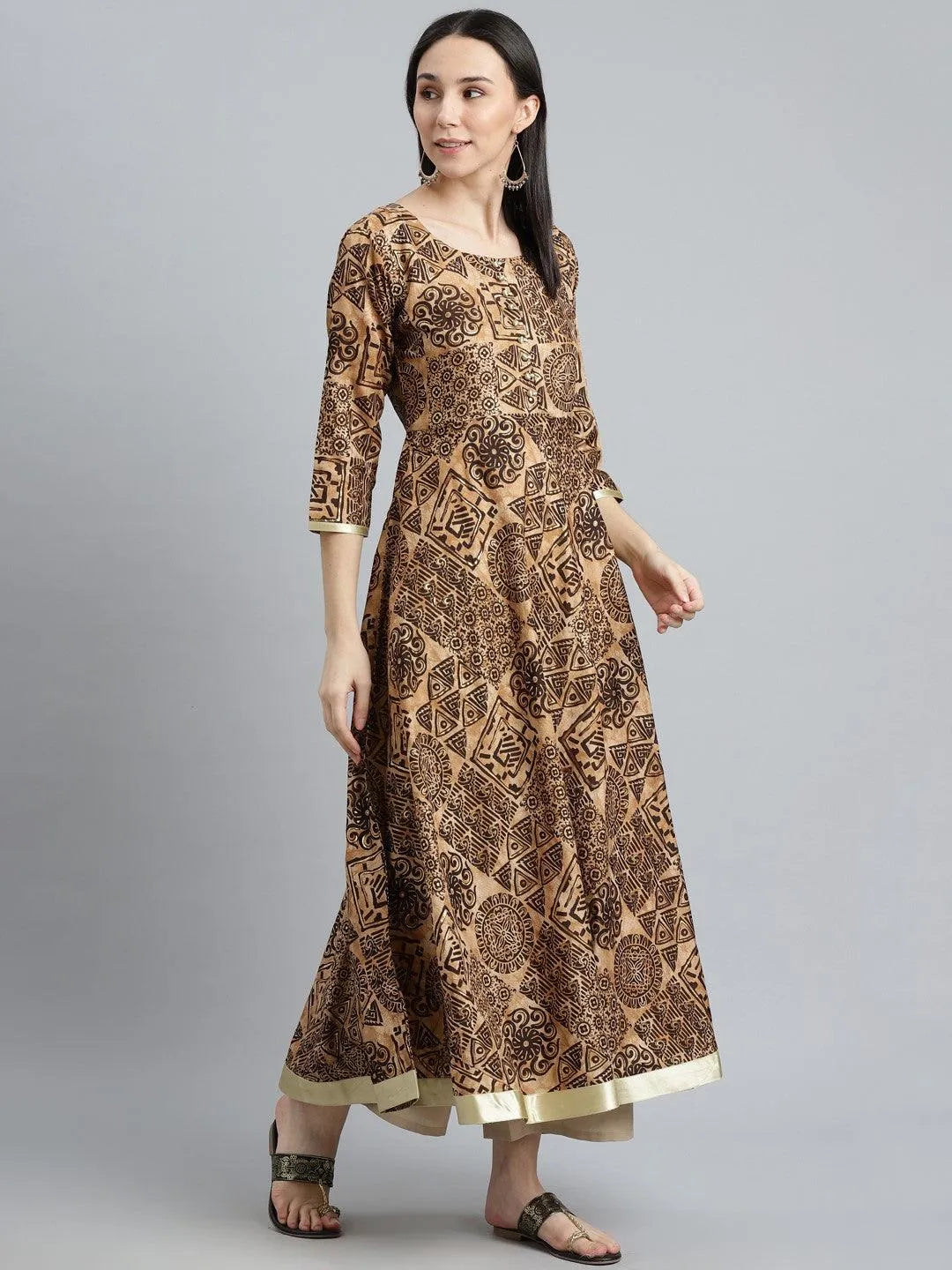 Black Printed Silk Kurta - Libas 