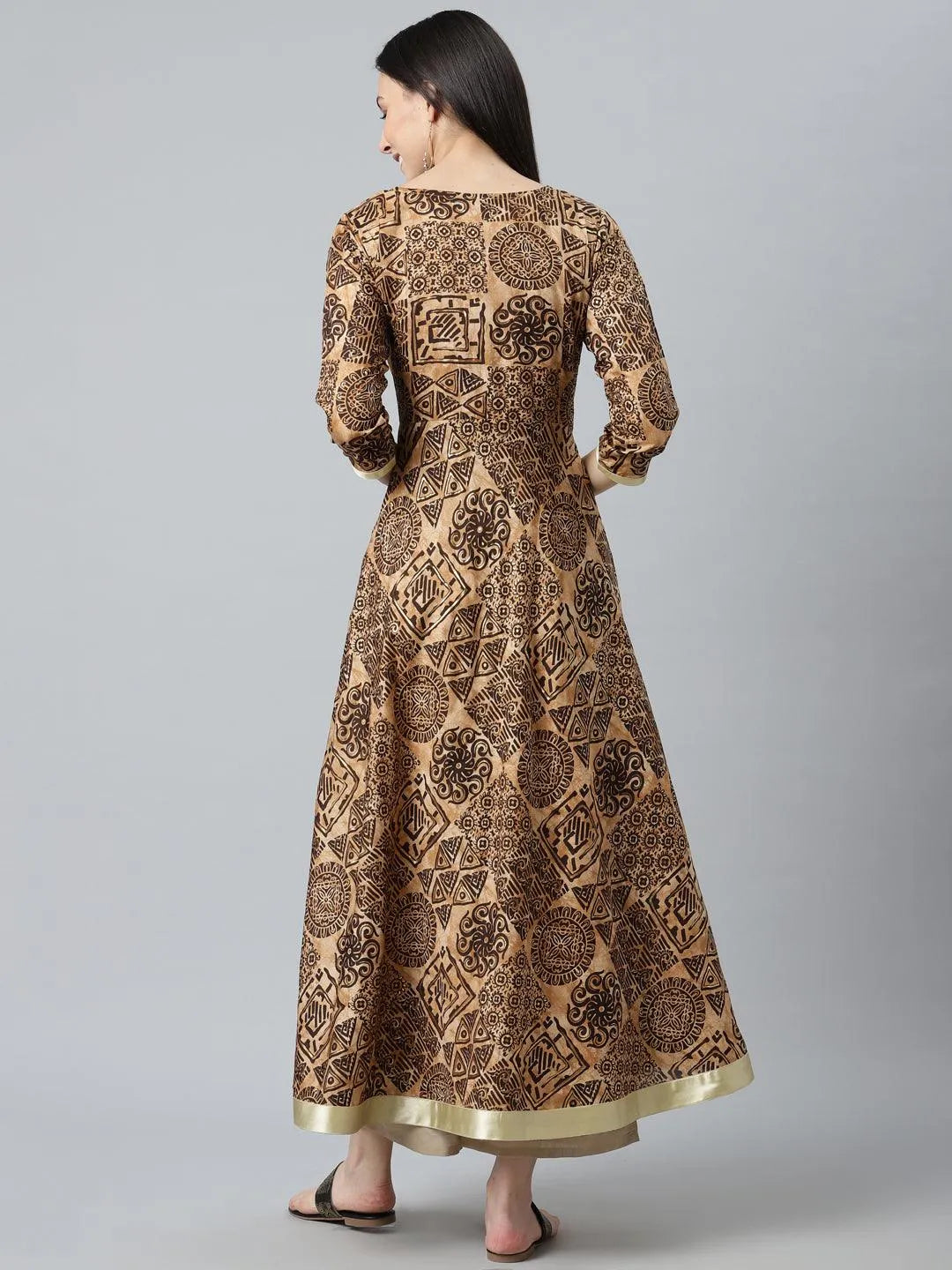 Black Printed Silk Kurta - Libas 