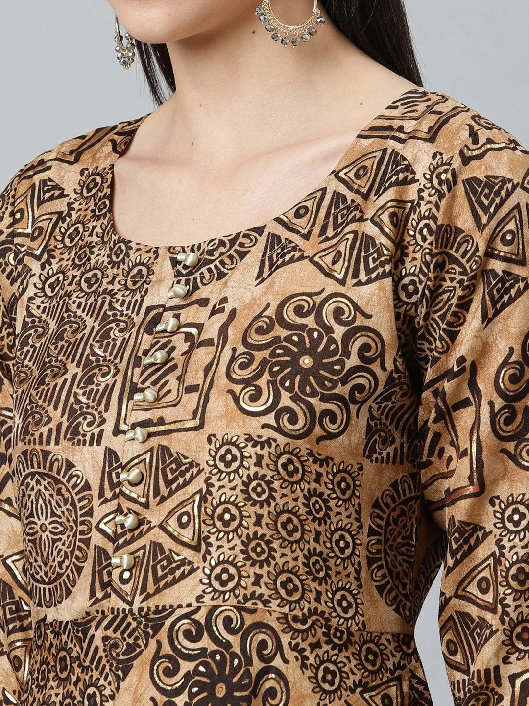 Black Printed Silk Kurta - Libas 