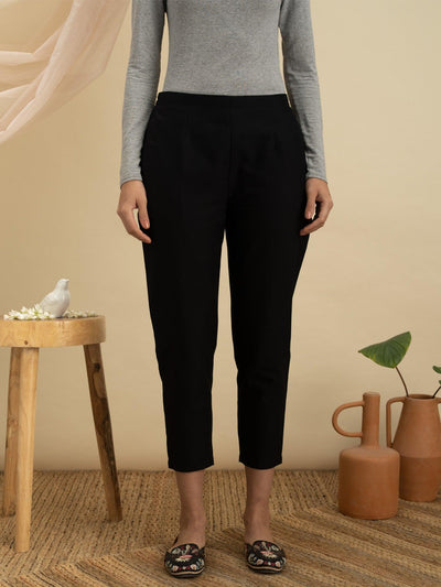 Fabcoast Women Black Trousers Pants Cotton formal with adjustable waist  buttons and 2 side pockets at Rs 469/piece in Ajmer