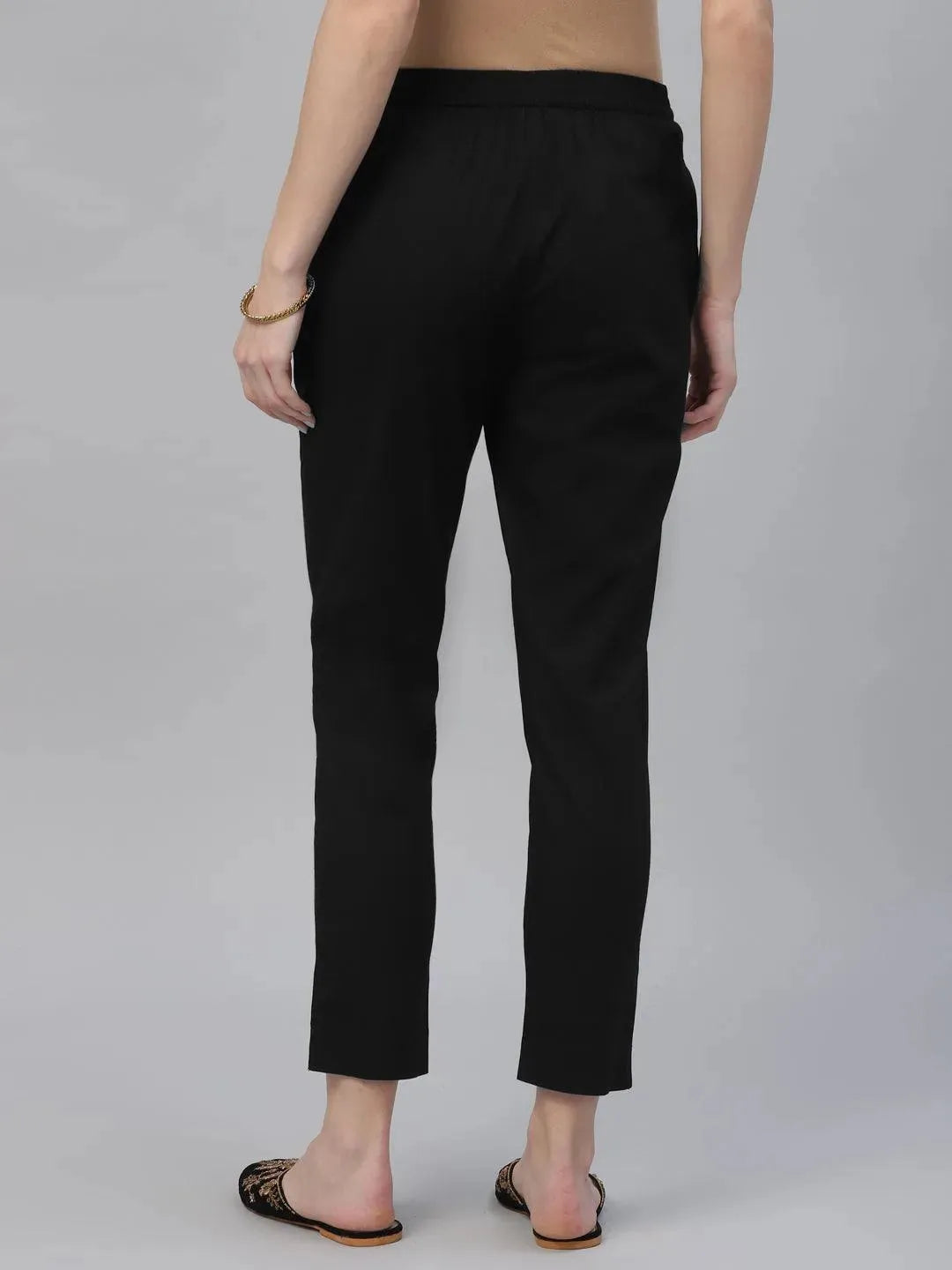 

Black Solid Cotton Trousers