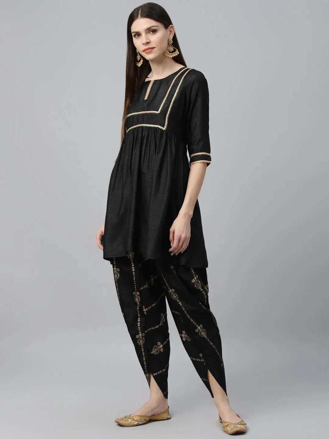 

Buy Black Solid Polyester Suit Set - 6888- | Libas Ethnic Wear Online