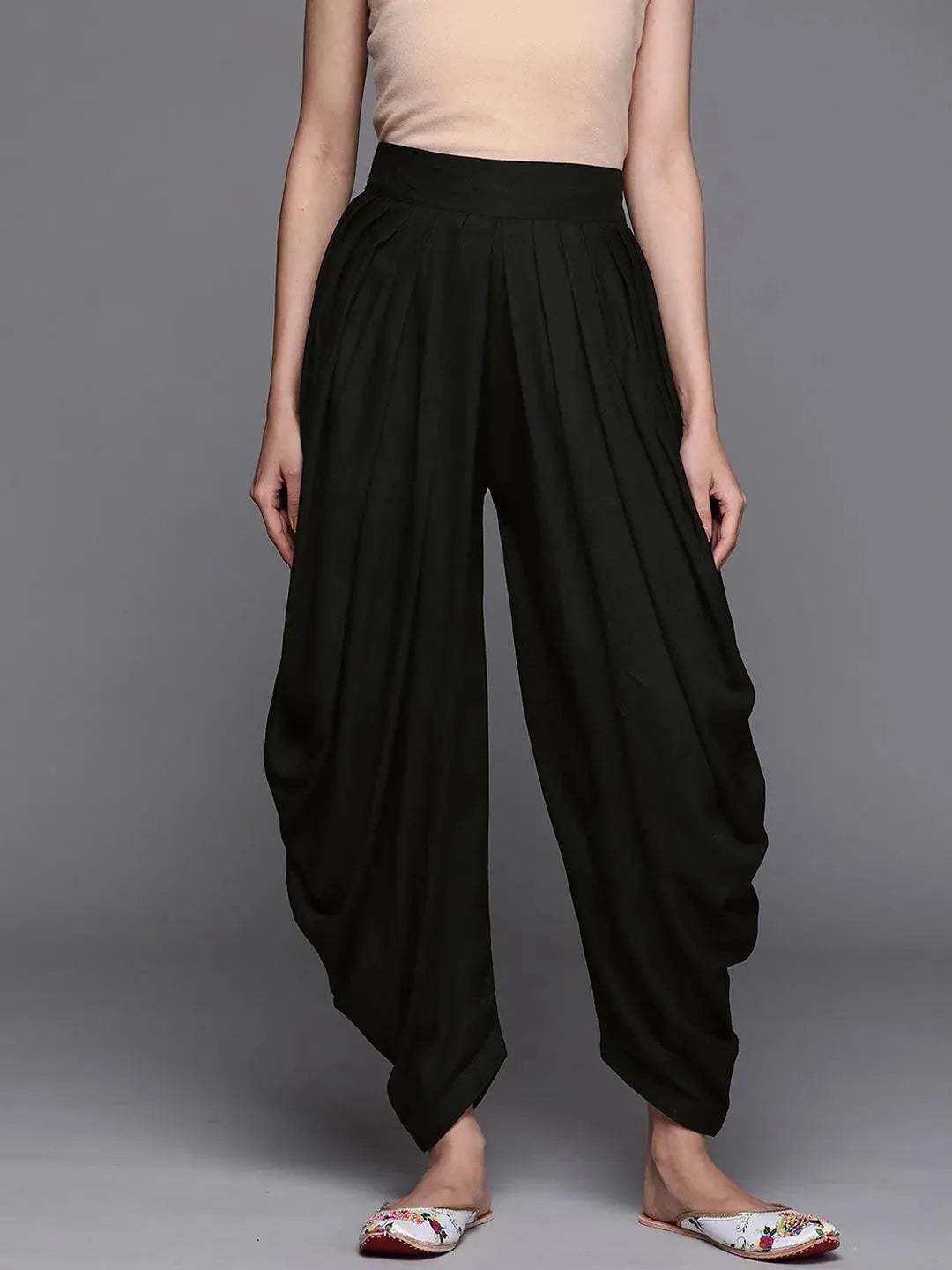 Black Solid Rayon Salwar Pants - Libas