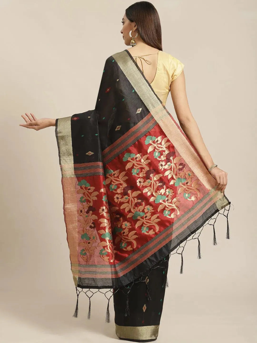 

Black Woven Design Brocade Saree