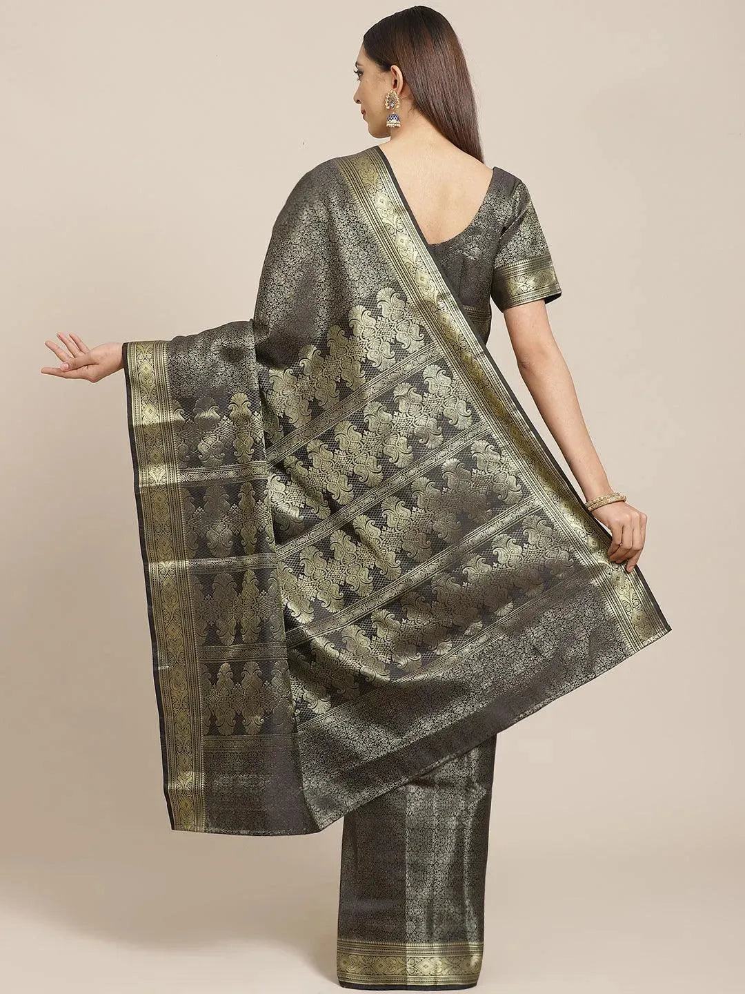 

Black Woven Design Brocade Saree