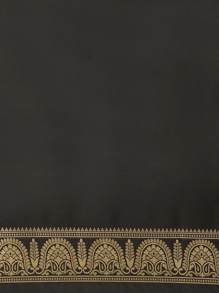 Black Woven Design Brocade Saree - Libas