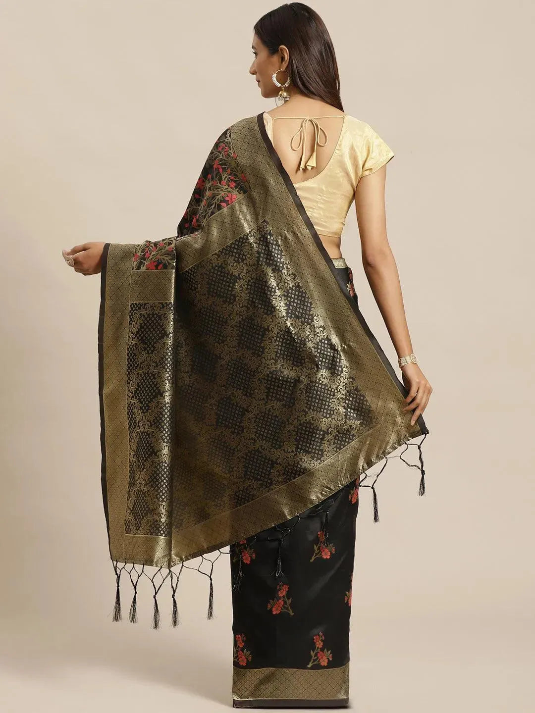 

Black Woven Design Silk Saree